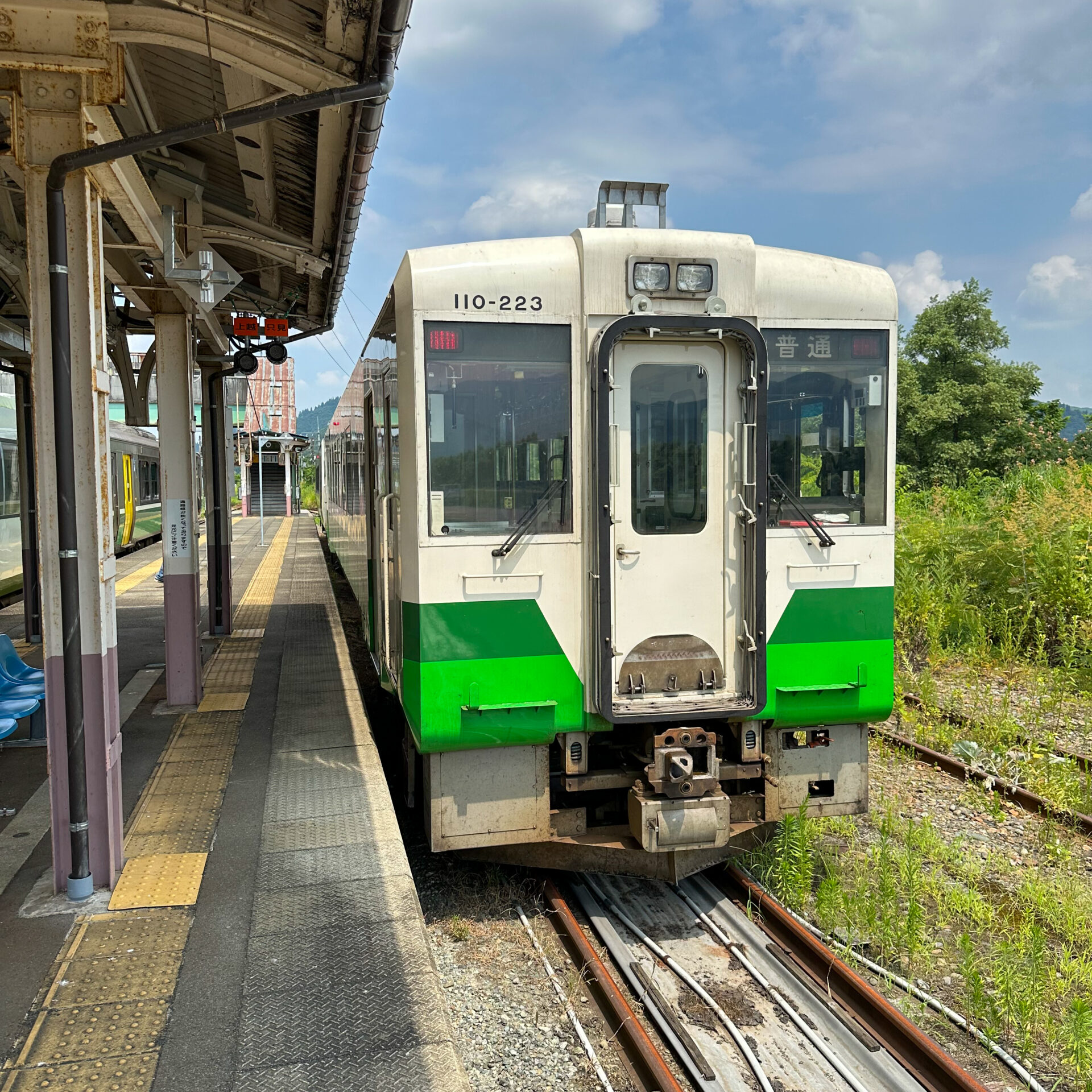 只見線普通列車小出駅にて