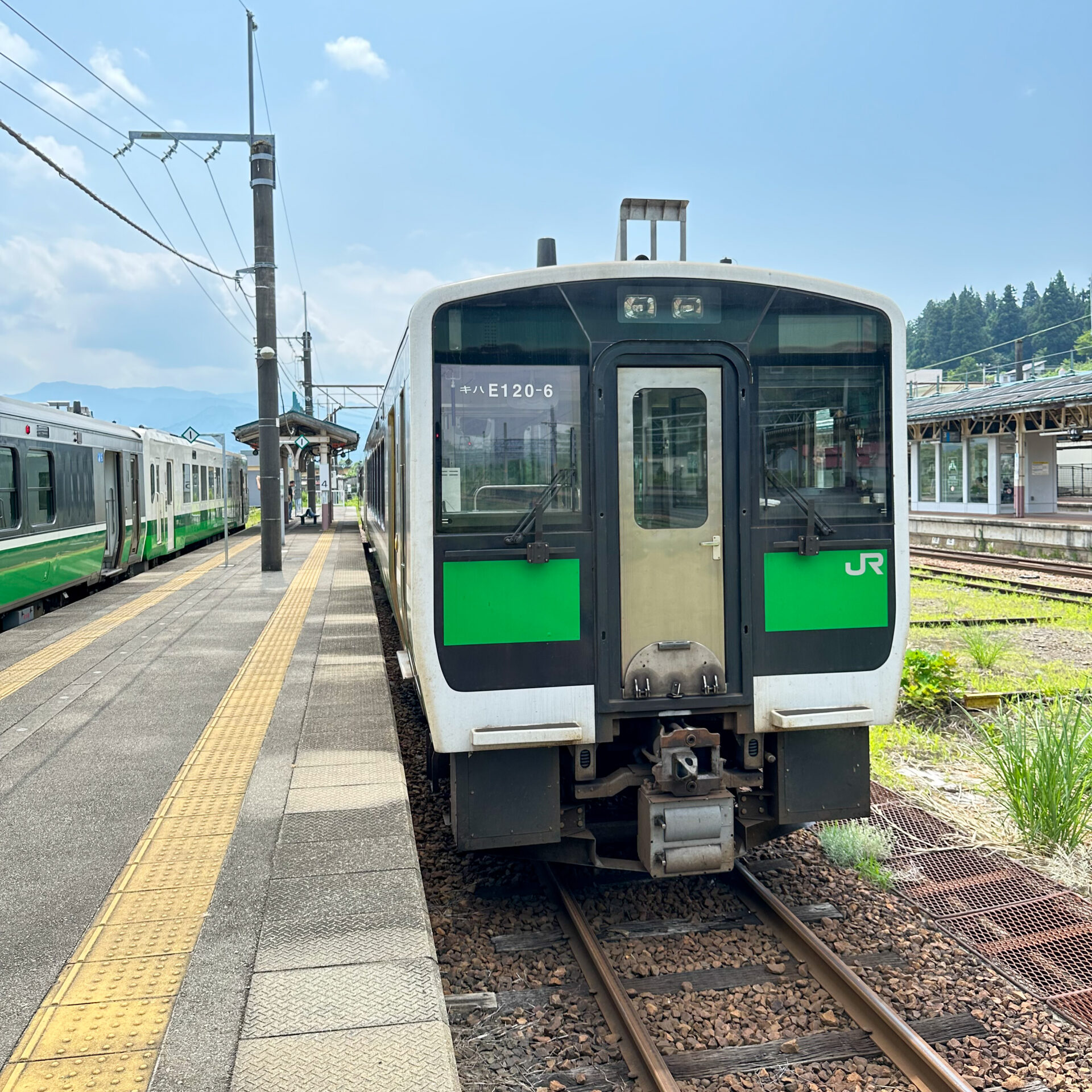 只見線普通列車小出駅にて