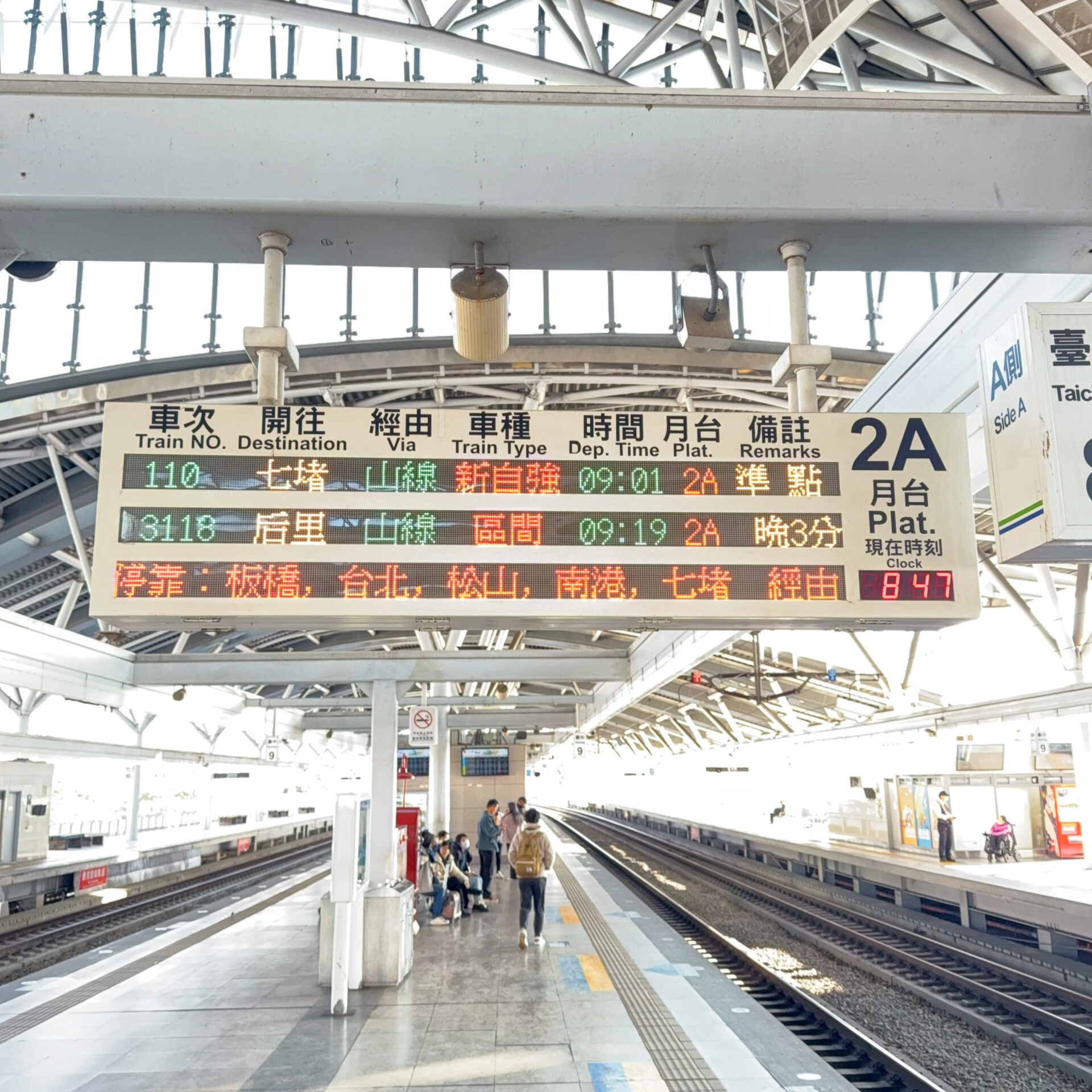 台鐵台中駅ホーム上の発車標